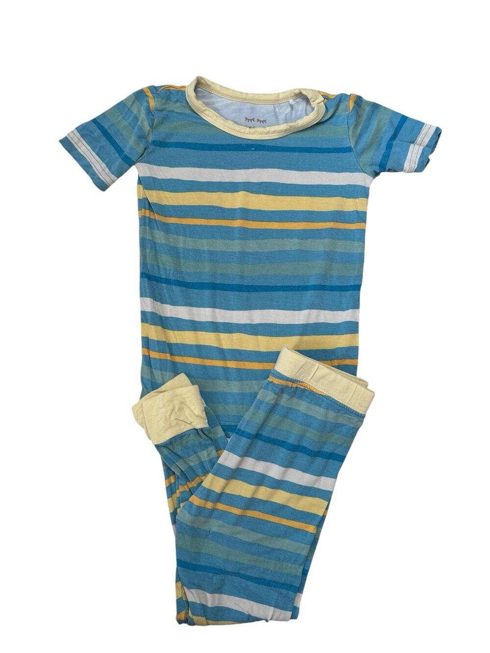 LITTLE SLEEPIES Cool Stripe Pajama Set 18-24 Months *READ* Blue Yellow Green